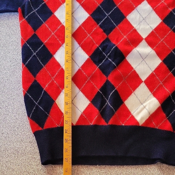 Vintage BERK 100% Pure Cashmere Men's Sweater - Red, White, and Navy Blue Size L - Picture 6 of 10